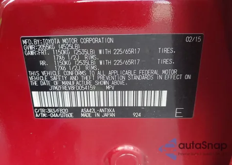 2015 Toyota Rav4 Le from USA, damaged, VIN JTMZFREV8FD054159